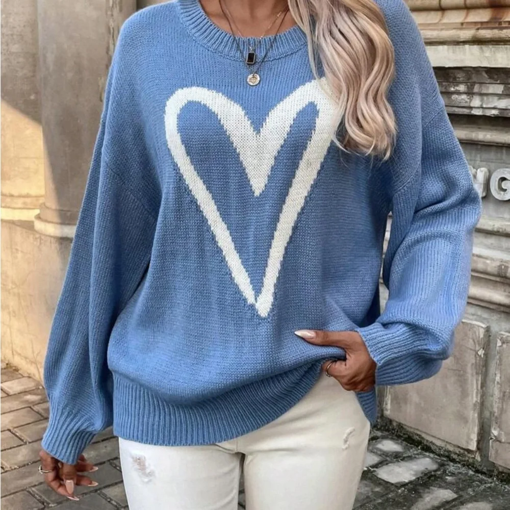New heart print long sleeve sweater - Picture 4 of 7
